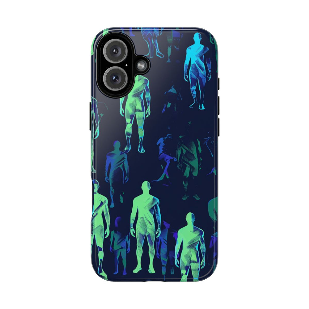 Blauw-Groene Neon Figurenpatroon