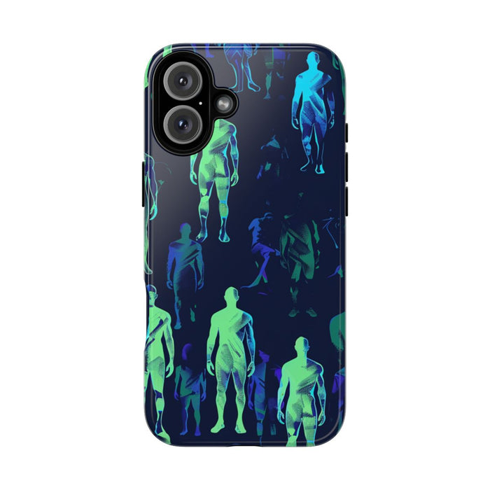 Blauw-Groene Neon Figurenpatroon