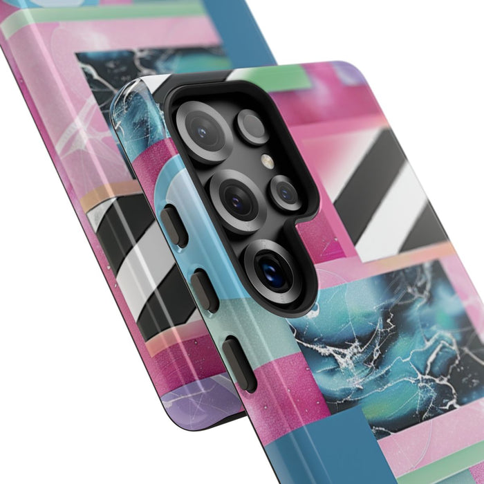 Abstract Geometrisch Patroon in Roze en Blauw
