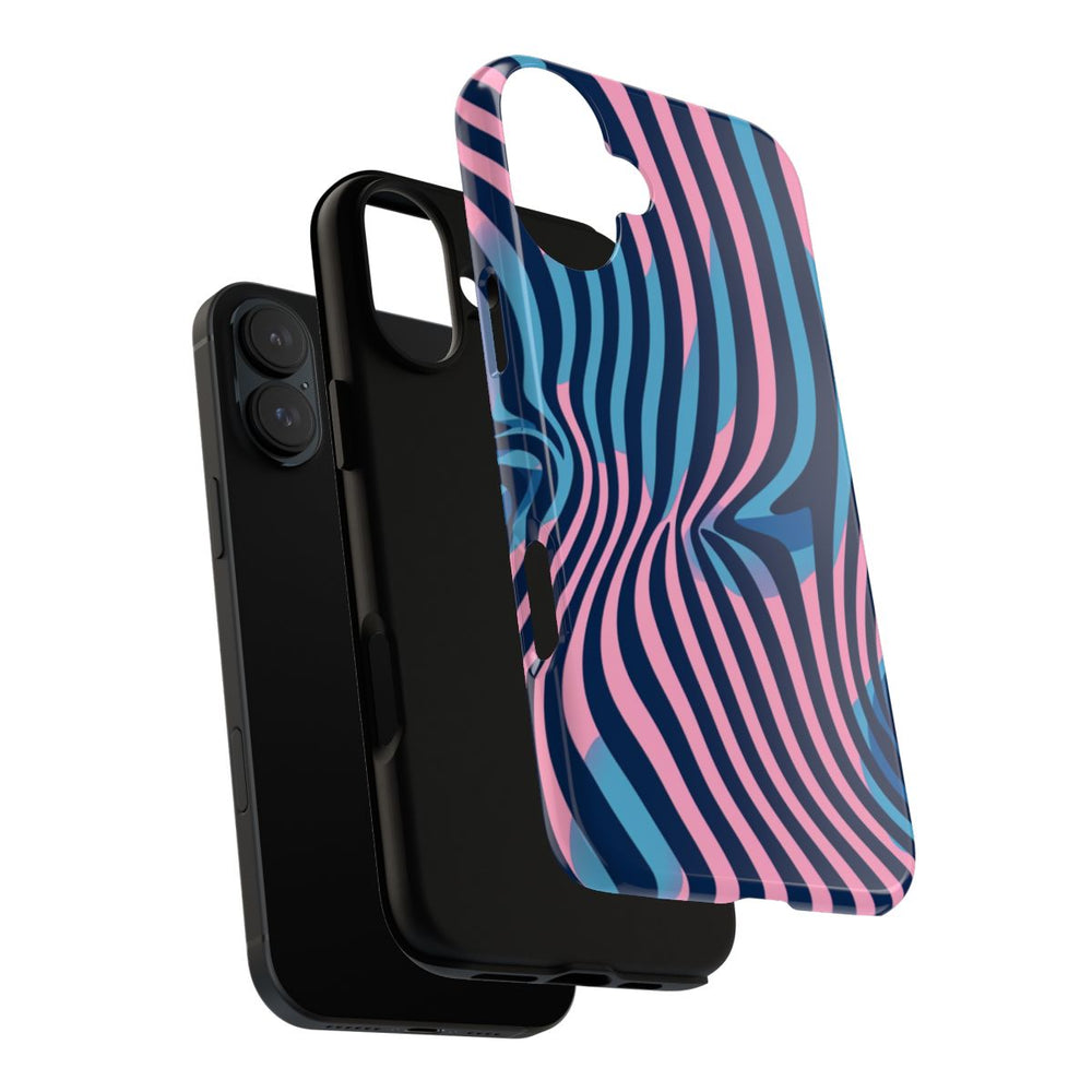 Golvend Blauw-Roze Optische Illusiepatroon
