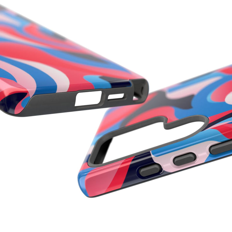 Blauw-Rood Abstract Golvend Patroon