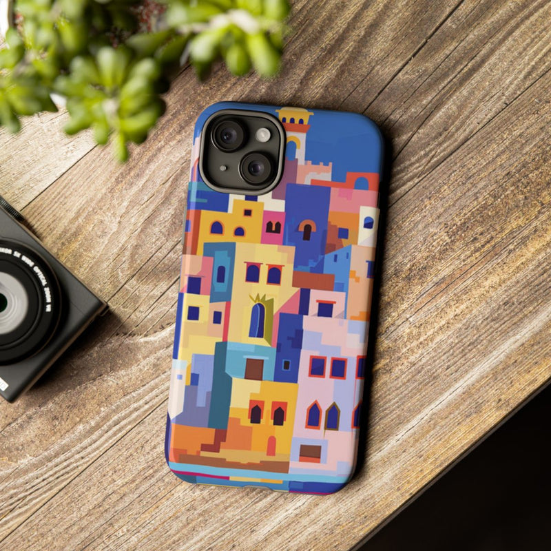 Kleurrijke Illustratie van een Kuststad