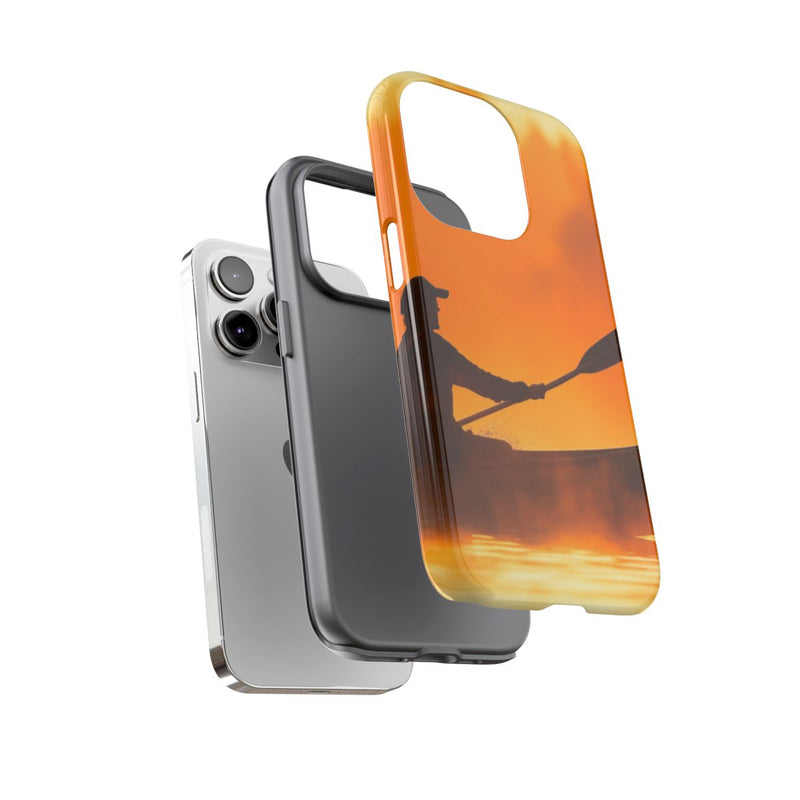 Silhouet van Kanoër bij Zonsondergang