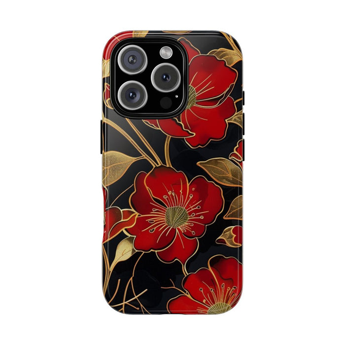 Rood-Gouden Bloemenpatroon