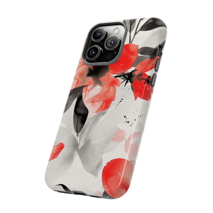 Rood-Zwart Waterverf Bloemenpatroon