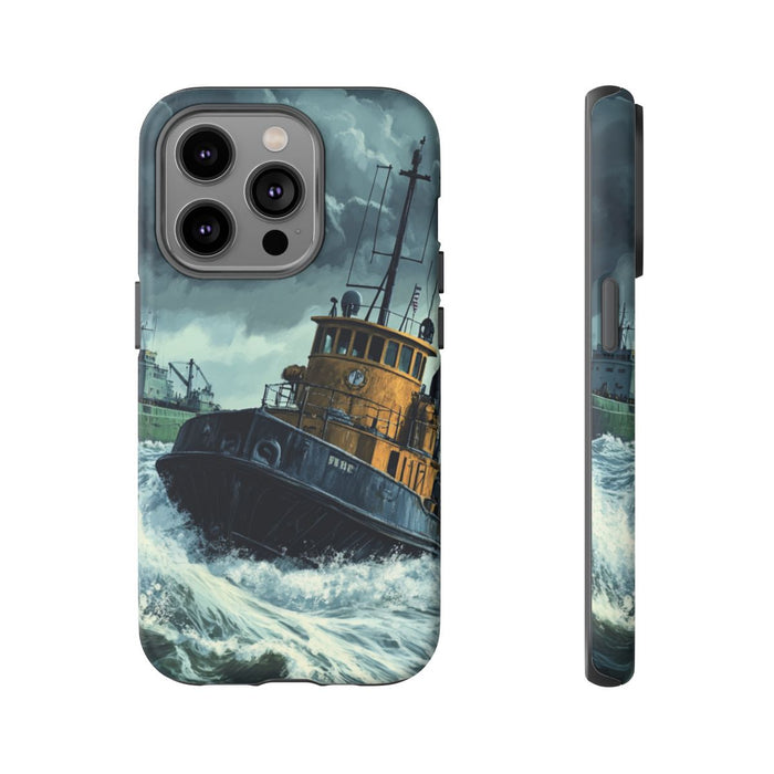 Sleepboot Sleept Vrachtschip op Woeste Zee