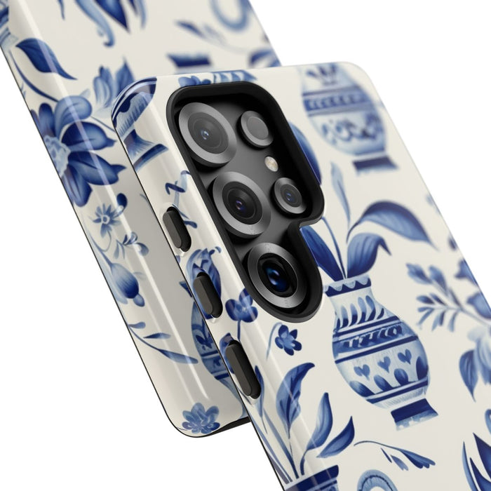 Blauw Bloemmotief met Delfts Vaaspatroon