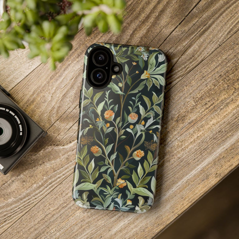 Gedetailleerde Botanische Illustratie met Oranje Bloemen
