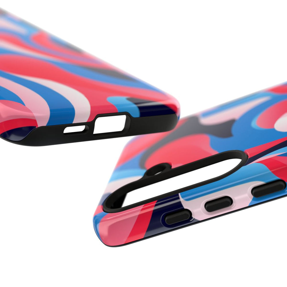 Blauw-Rood Abstract Golvend Patroon