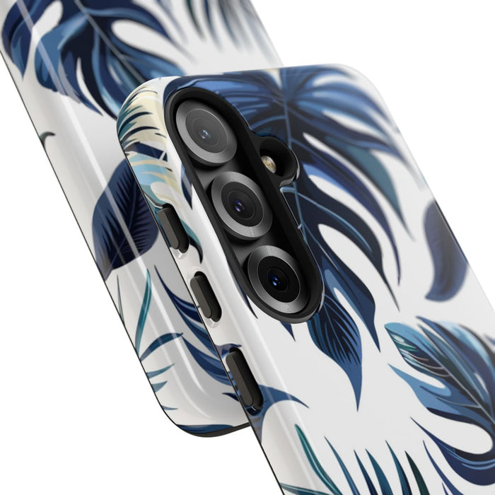 Blauwe Tropische Bladeren Patroon