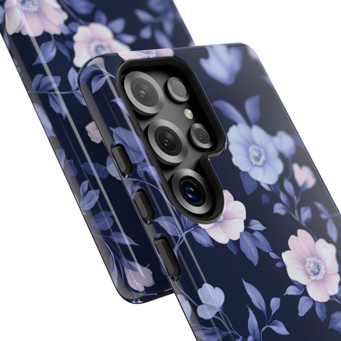 Elegant Blauw-Roze Bloemenpatroon