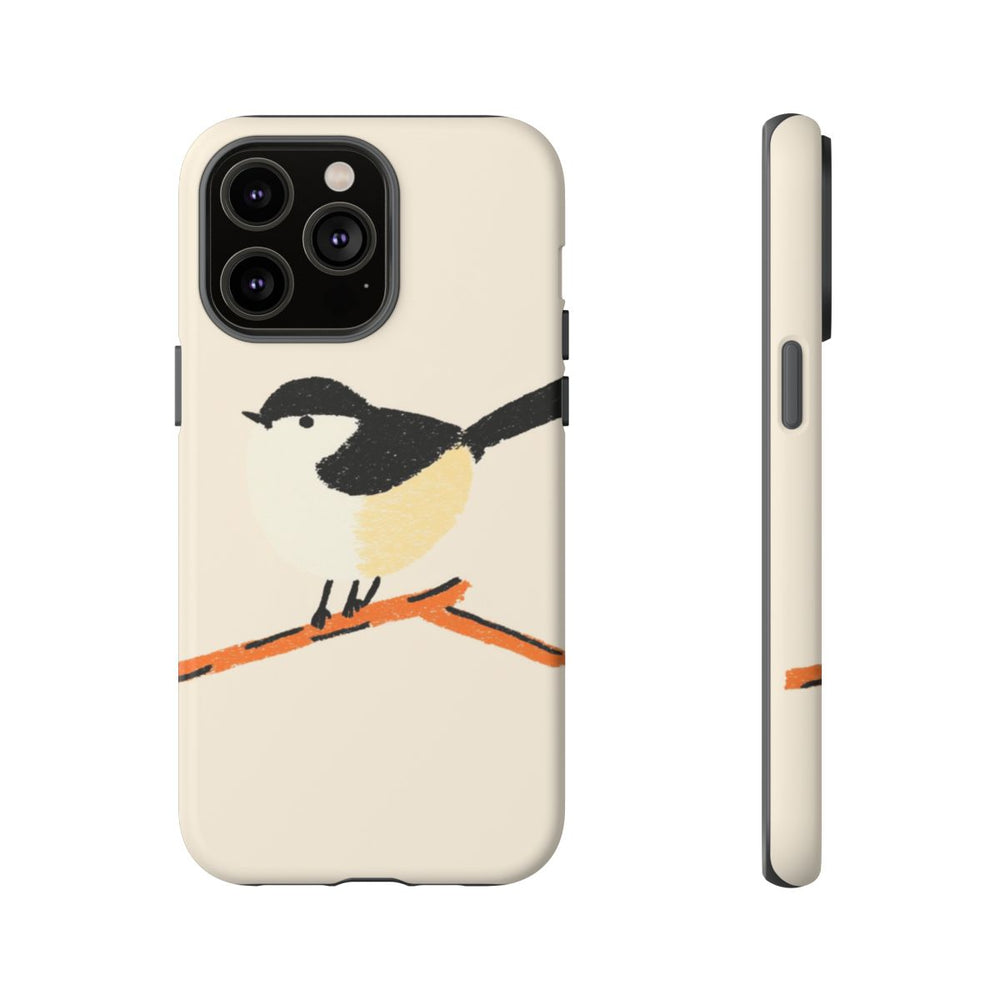 Minimalistische Vogelillustratie op Tak