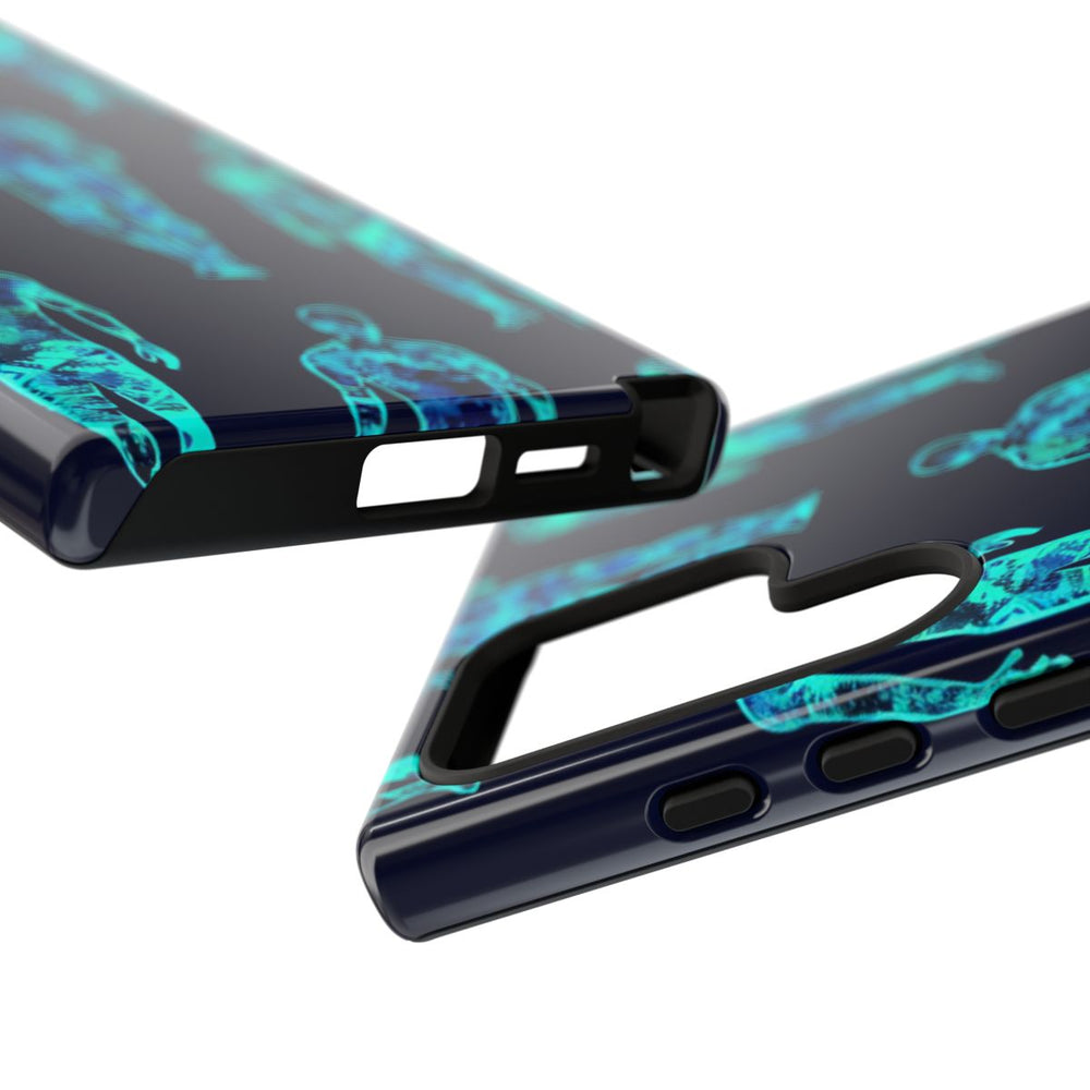 Blauw-Groene Neon Mensfiguren Patroon