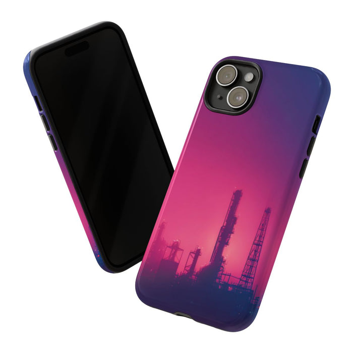 Industrieel Silhouet met Neon Gloed