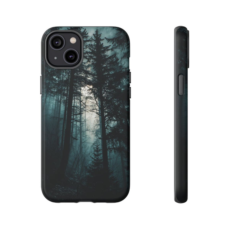 Donkere Mistige Bos Silhouetten