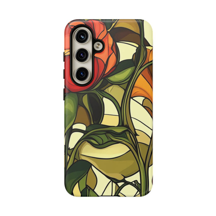 Abstracte Botanische Rood-Oranje Bloemen