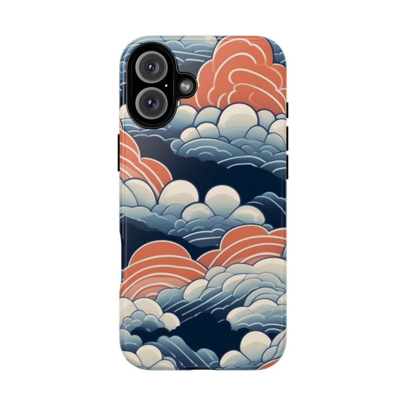 Gestileerd Wolkenpatroon in Blauw en Oranje