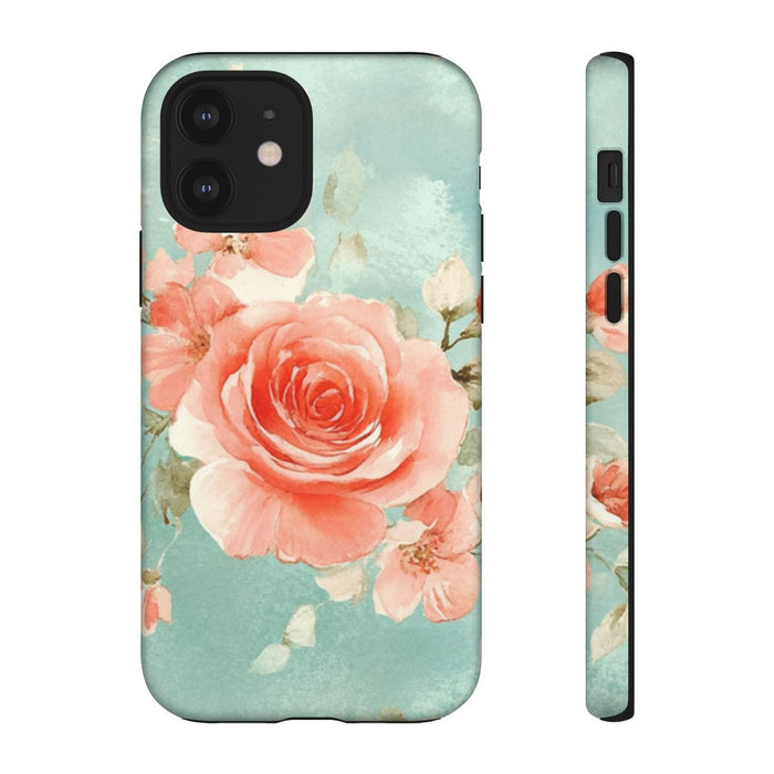 Aquarel Roze Rozen op Turquoise Achtergrond