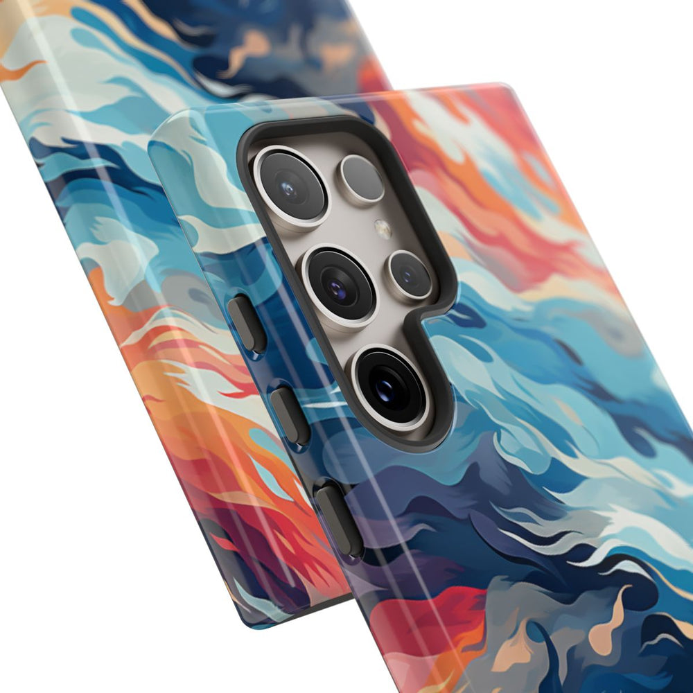 Abstracte Oceaangolven met Vurige Kleuren