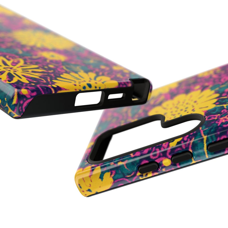 Gele en Paarse Bloemenprint