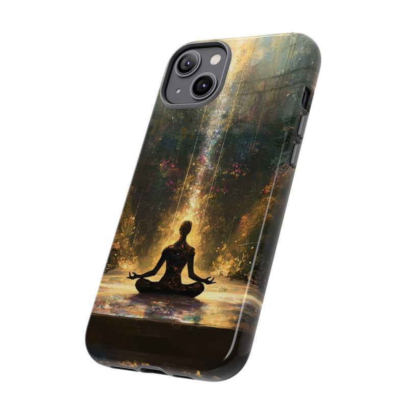 Mediterende Silhouet met Stralend Licht