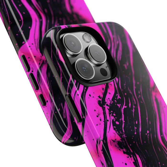 Neonroze en Zwart Abstract Patroon