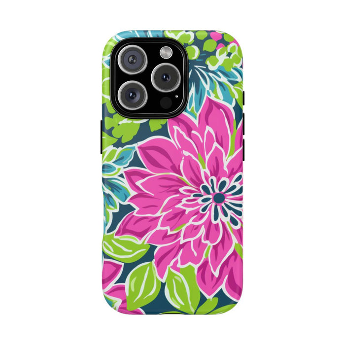 Vrolijk Bloemenpatroon met Roze en Blauwe Bloemen