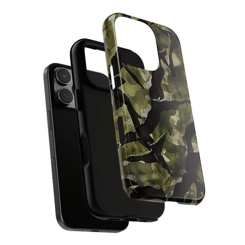 Groen Camouflagepatroon met Zwarte Abstracte Vormen