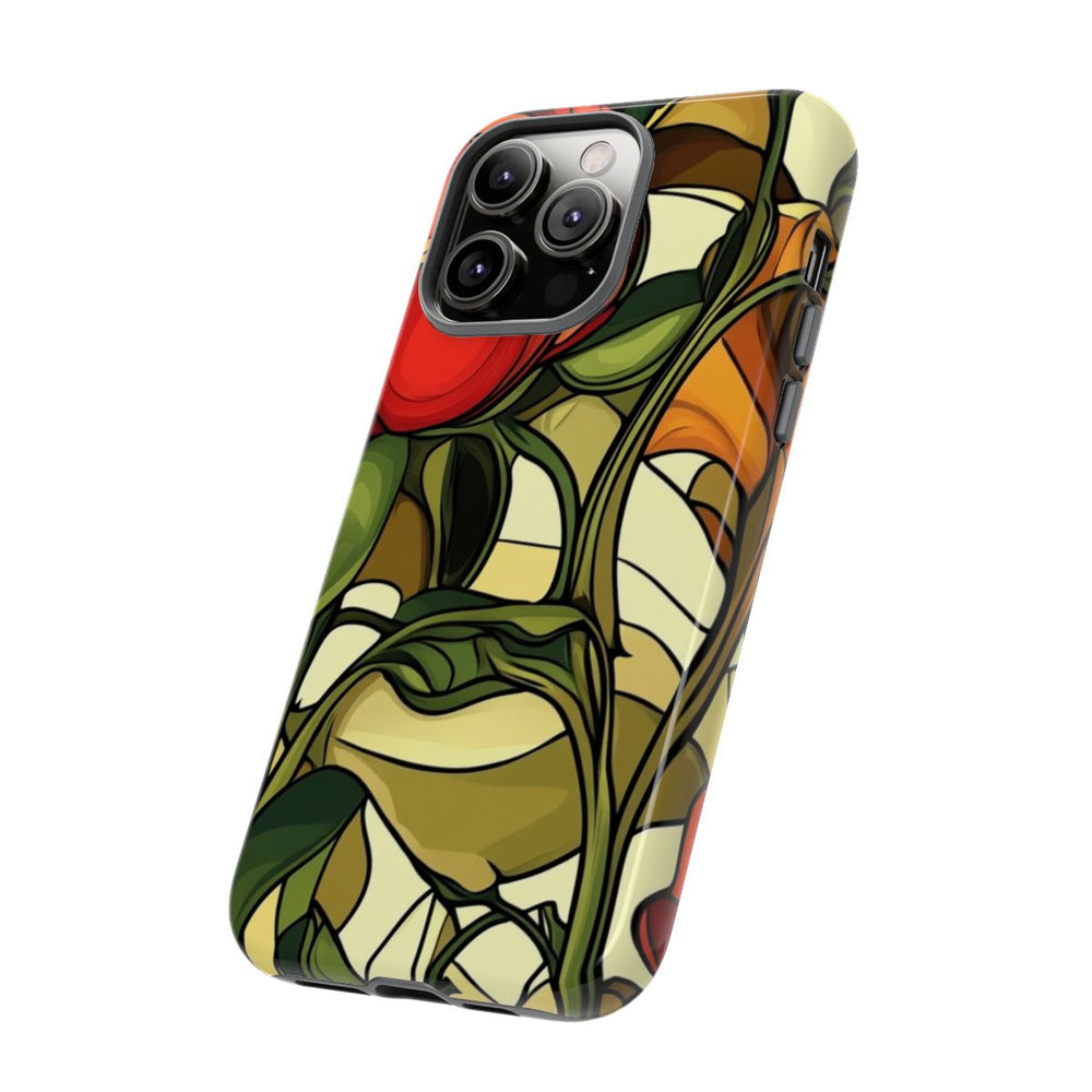 Rood-Oranje Art Nouveau Bloemmotief