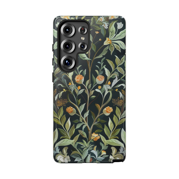 Gedetailleerde Botanische Illustratie met Oranje Bloemen