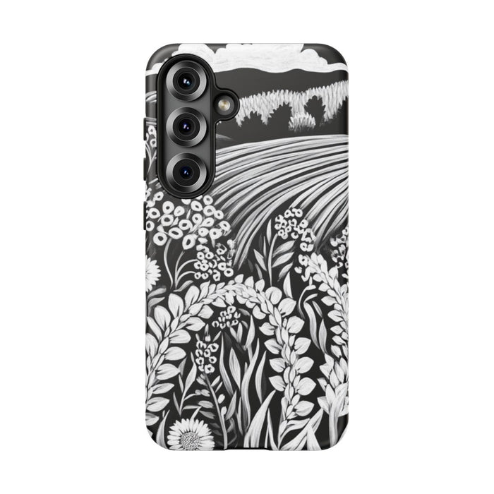 Zwart-Wit Folklore Bloemen en Landschap