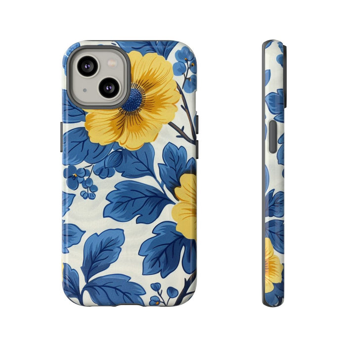 Blauw-Geel Bloemenpatroon