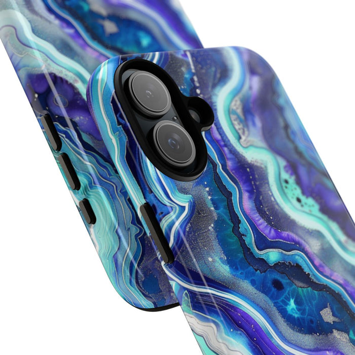 Blauw en Turquoise Geode Wervelpatroon