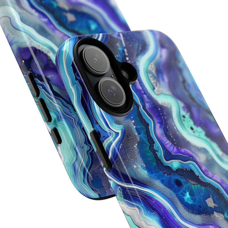 Blauw en Turquoise Geode Wervelpatroon