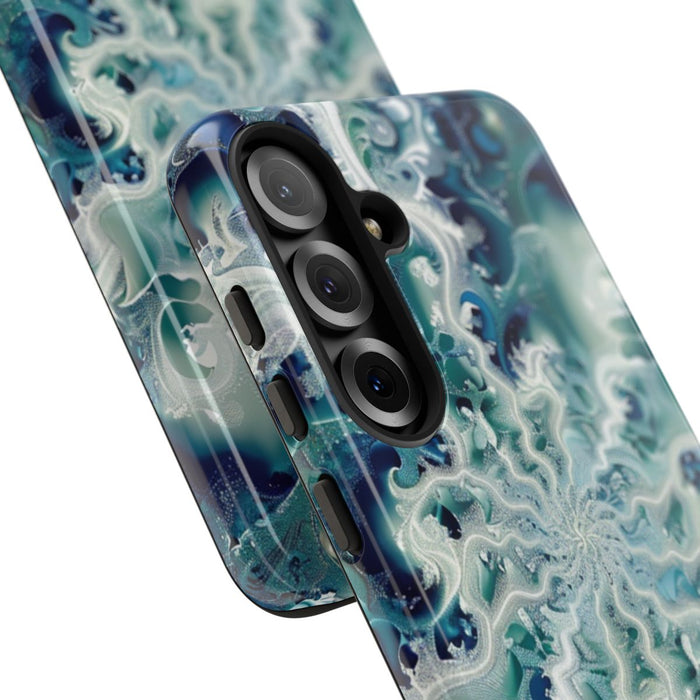 Blauw-Groene Fractalwerveling met Glans