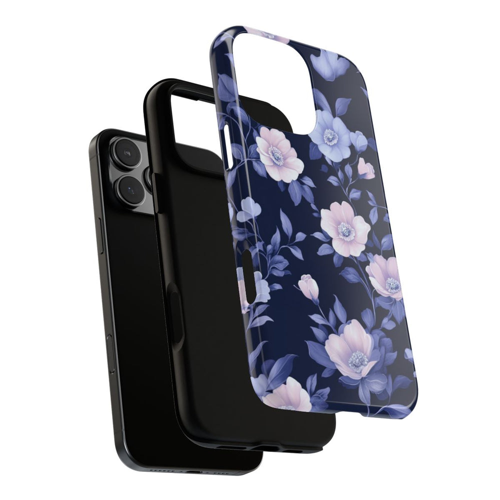 Elegant Blauw-Roze Bloemenpatroon