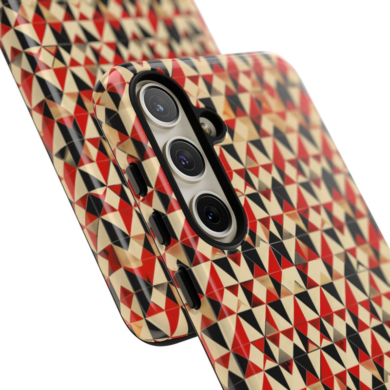 Geometrisch Abstract Patroon in Rood en Zwart