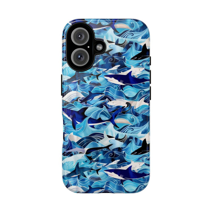 Blauwe Oceaangolven en Haaienpatroon
