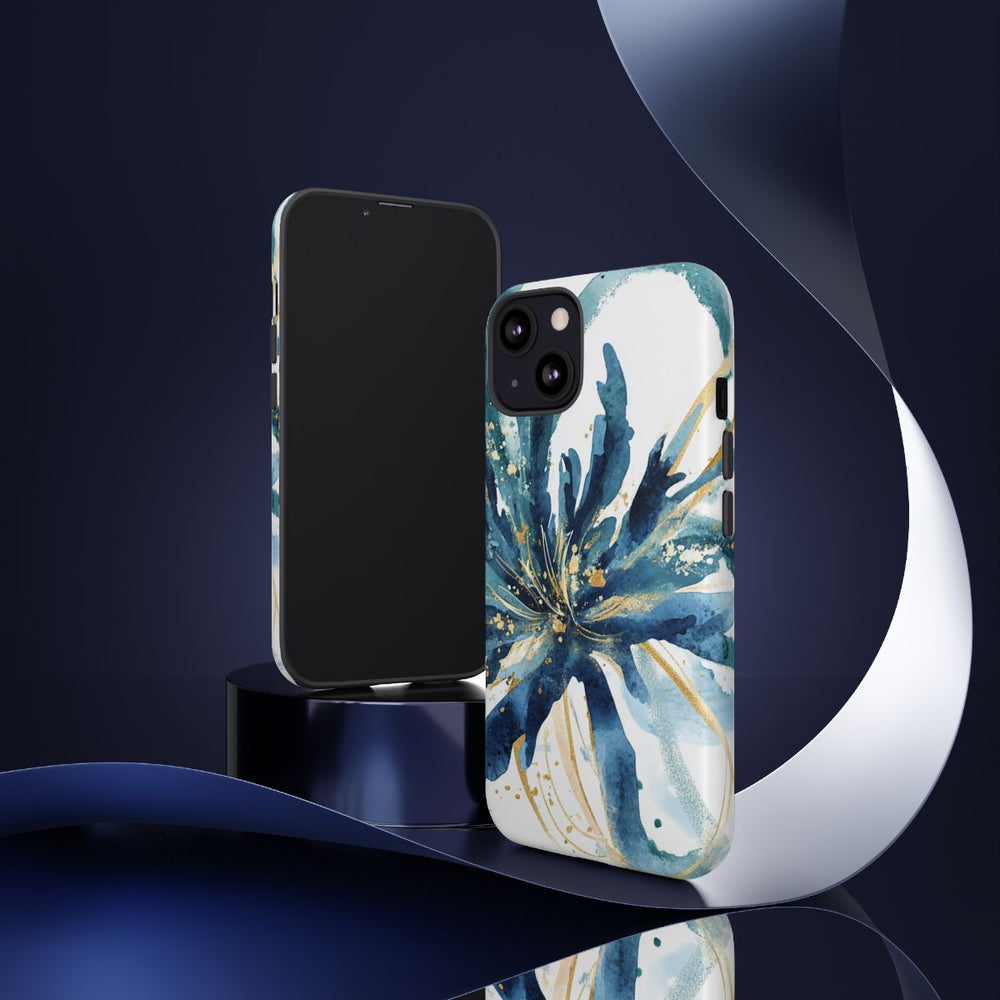 Aquarel Blauwe Bloemen Abstract