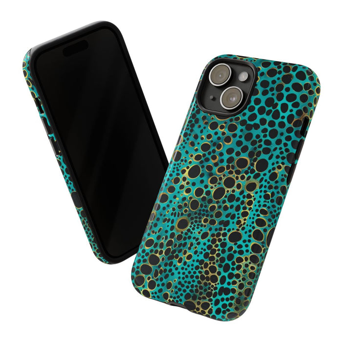 Turquoise en Zwart Abstract Stippenpatroon