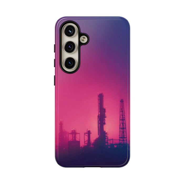 Industrieel Silhouet met Neon Gloed