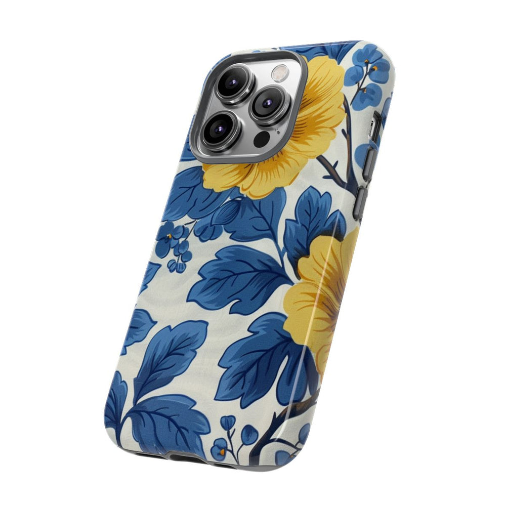 Blauw-Geel Bloemenpatroon