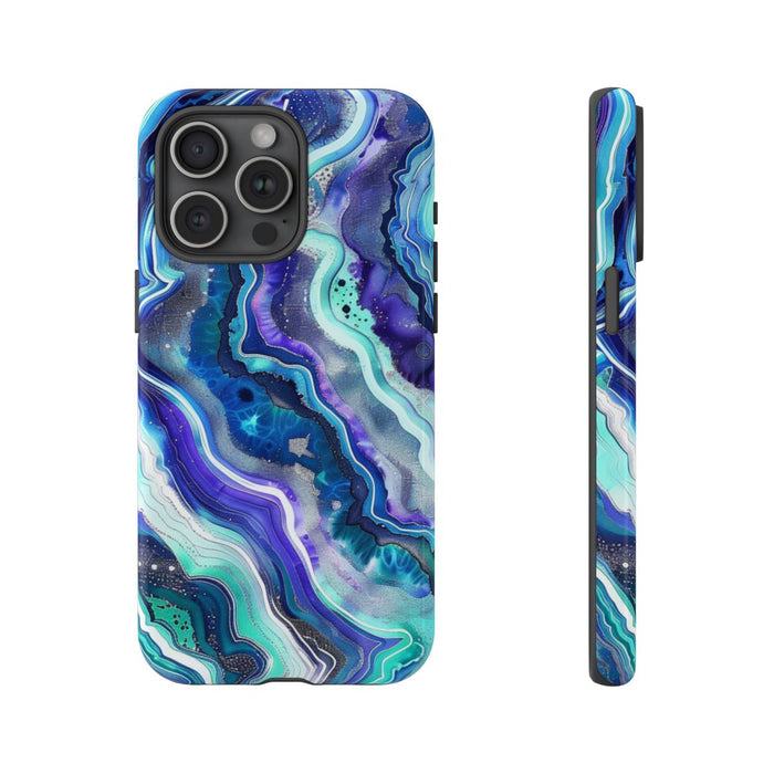 Blauw en Turquoise Geode Wervelpatroon