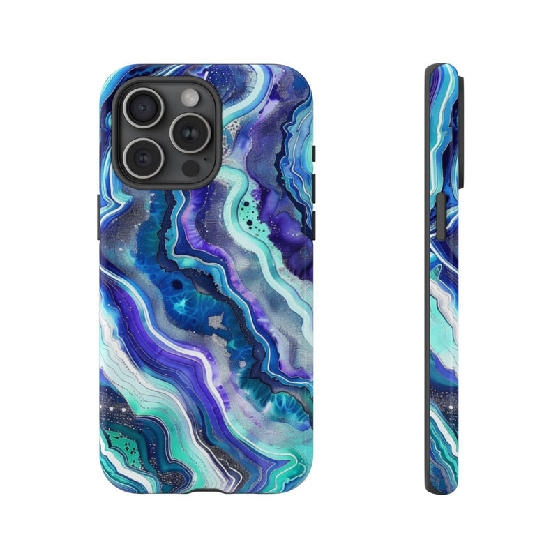 Blauw en Turquoise Geode Wervelpatroon