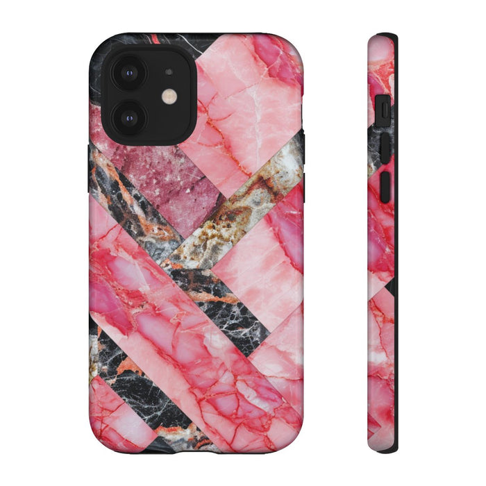 Roze en Zwart Geometrisch Marmerpatroon