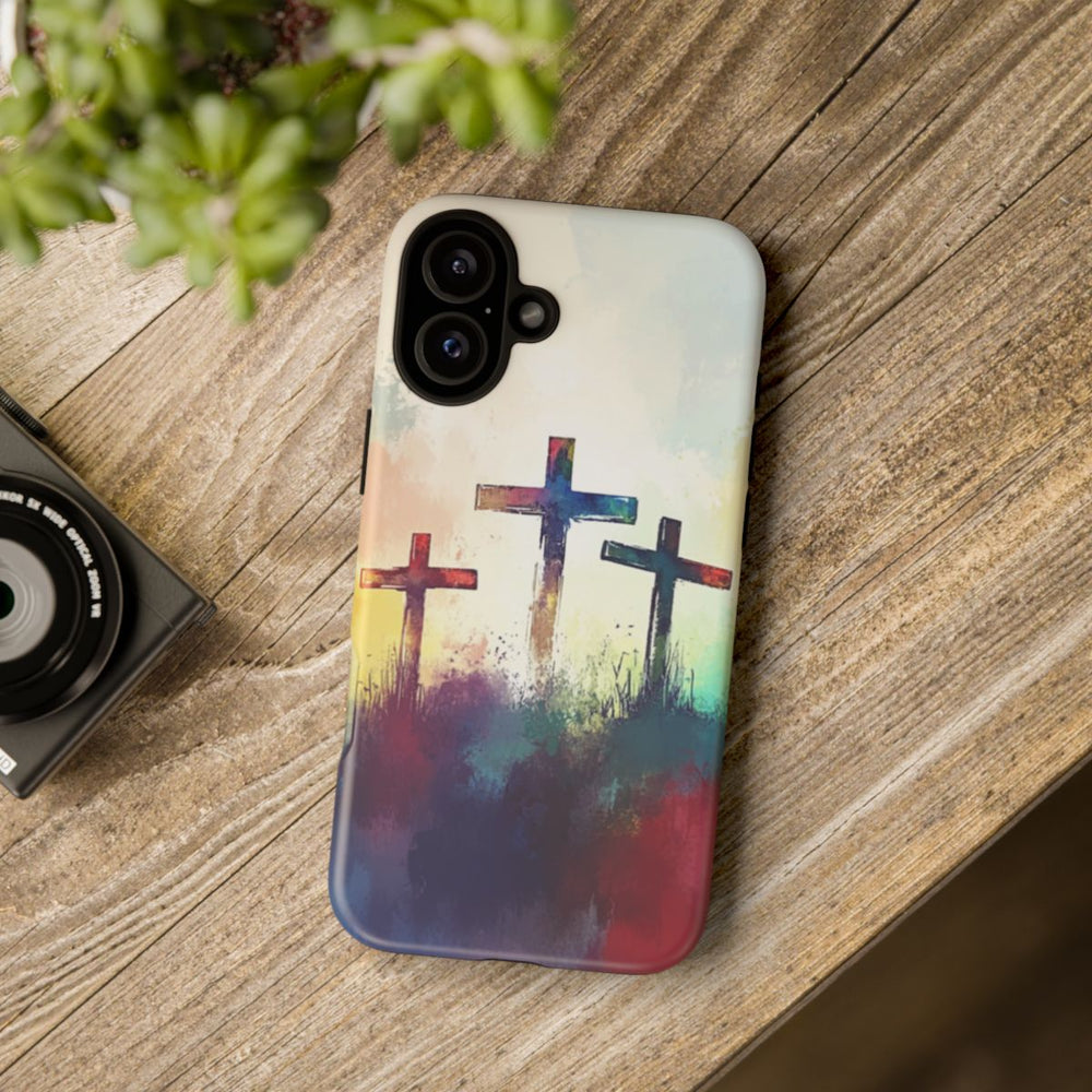 Drie Kruisen in Abstracte Waterverf