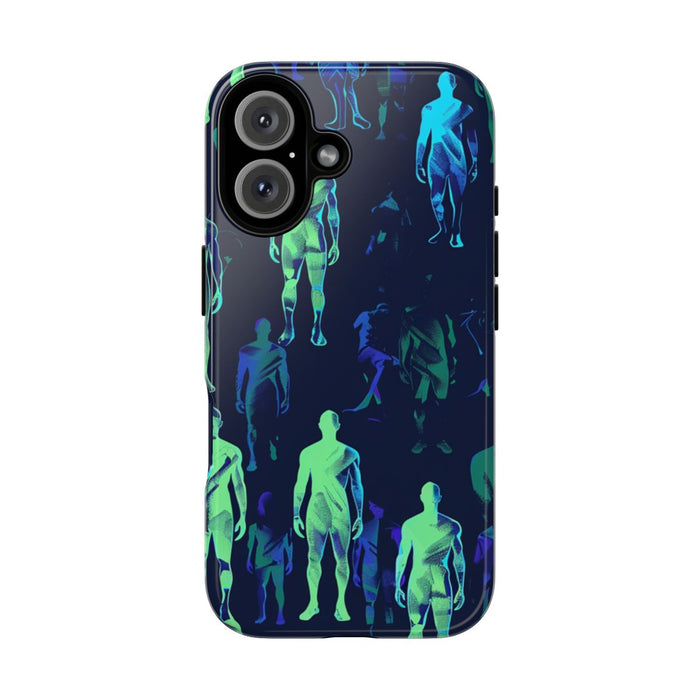 Blauw-Groene Neon Figurenpatroon