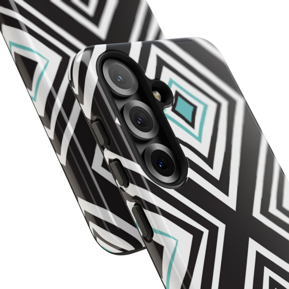 Geometrisch Zwart-Turquoise Diamantpatroon
