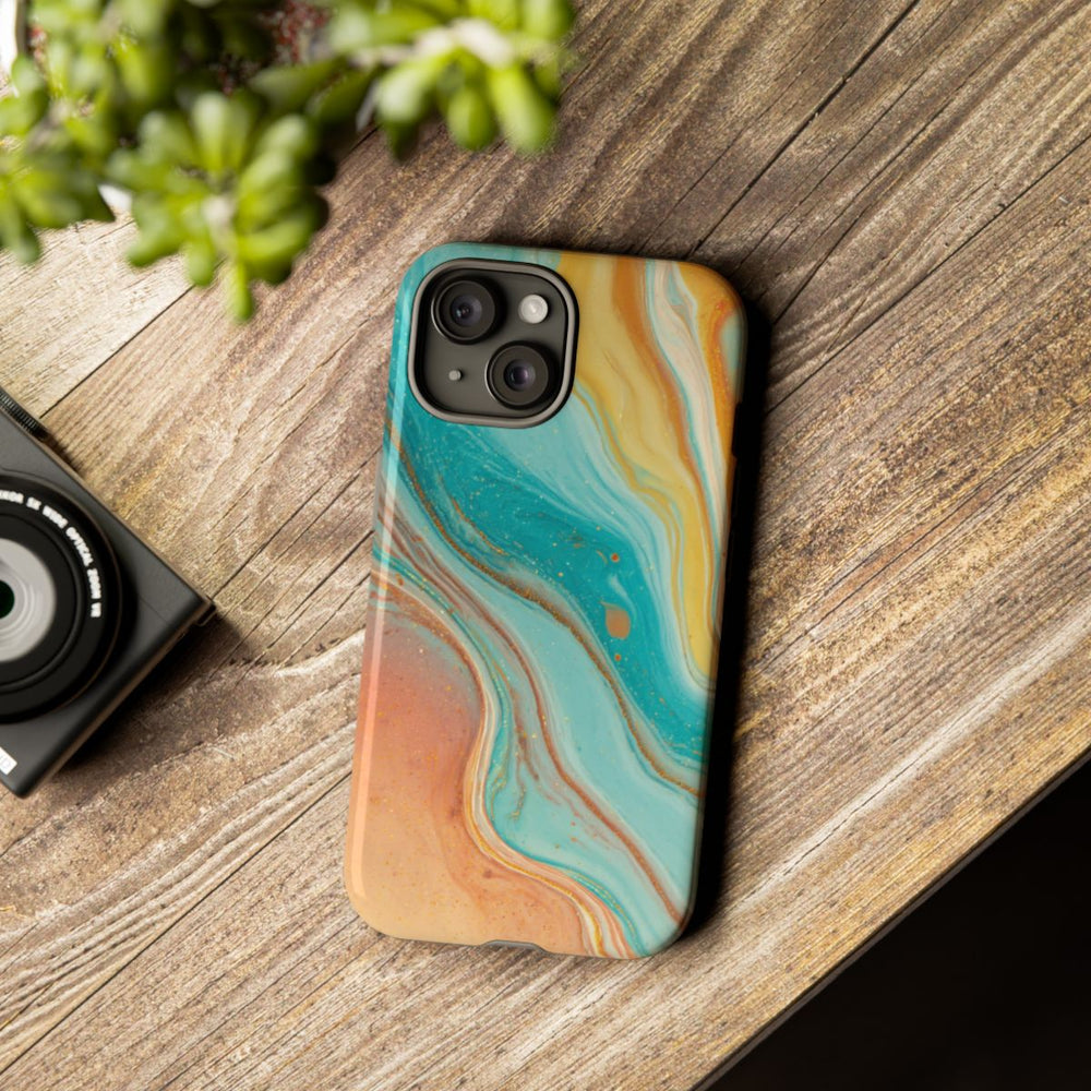 Oranje en Teal Marmer Abstract