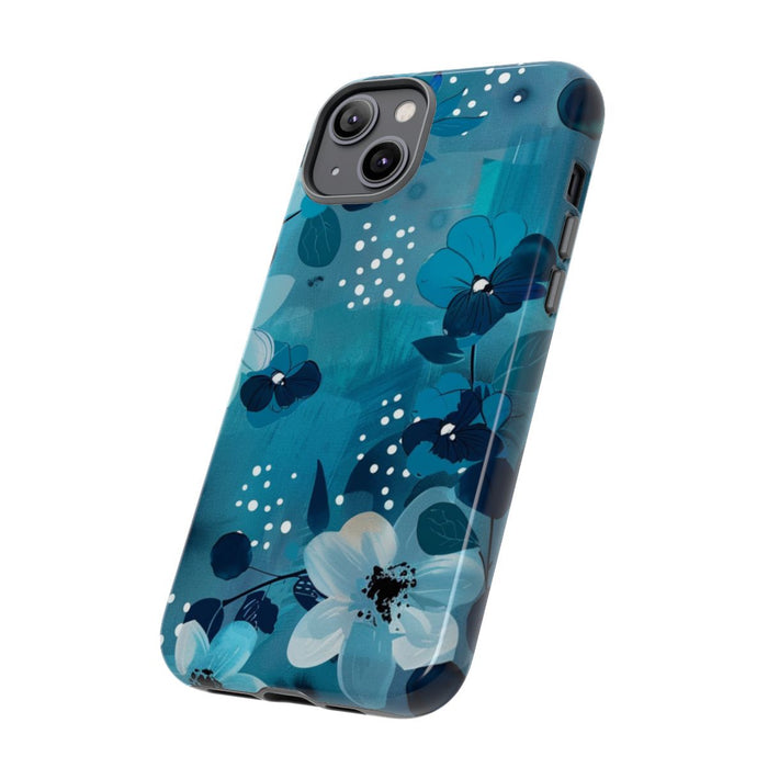 Turquoise Bloemenpatroon met Stippen